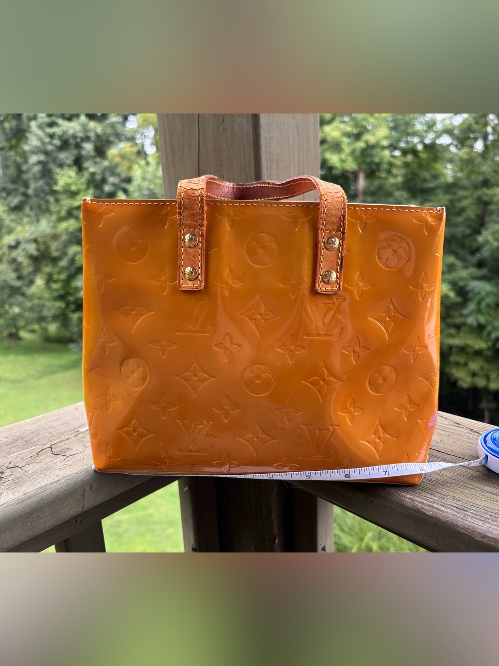 Louis Vuitton Orange Vernis Monogram Mini Tote
